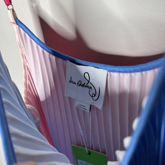 Sam Edelman Satin Pleated Dress Womens Large Ombre Missing Belt - Picture 5 of 10